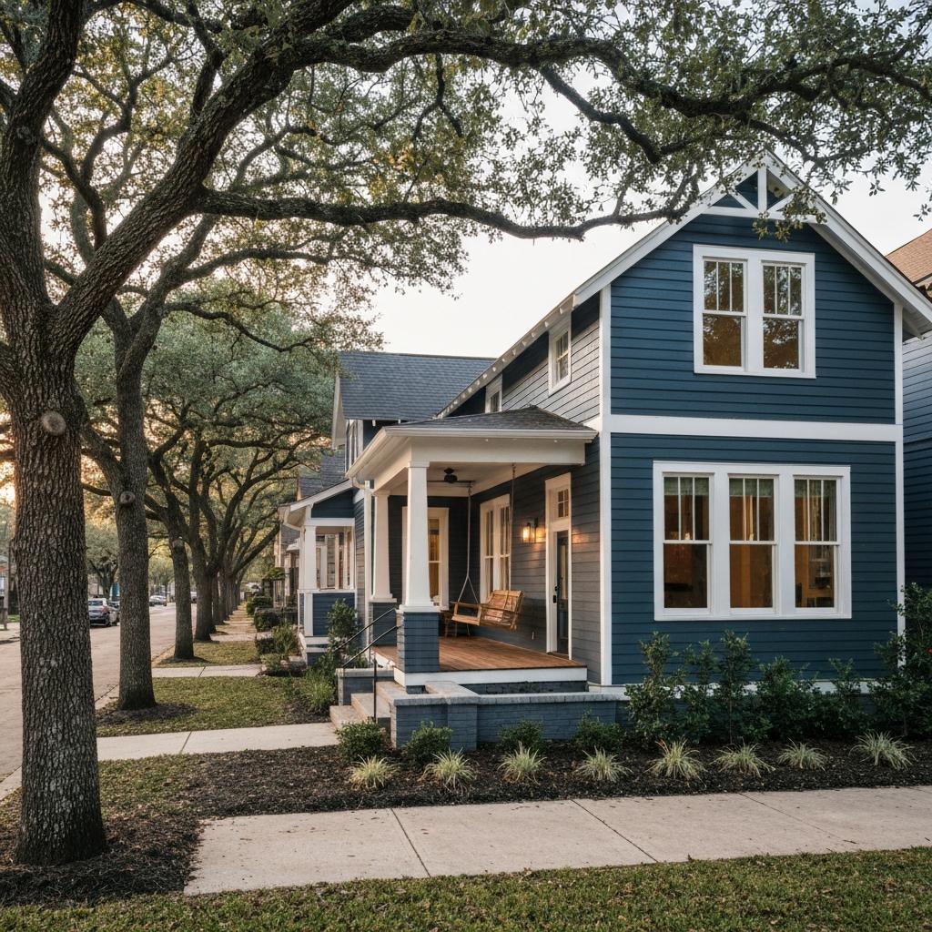 How Have Property Prices in the Greater Heights Trended Over the Past Year - Beautifully restored historic craftsman bungalow on a sunny, tree-lined street, representing property prices in Greater Heights, Houston.