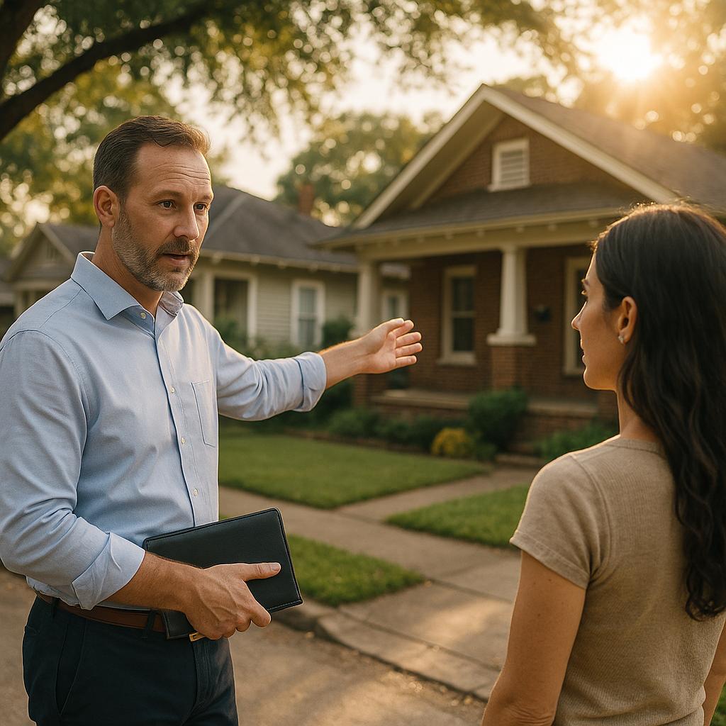 Is Zillow Higher or Lower Than Appraisal in Houston? Knowledgeable Houston real estate expert discussing the difference between a Zillow estimate and a professional appraisal with a client.